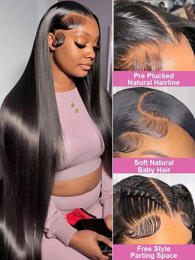 24" Bone Straight Glueless Human Hair Wig – 6x6 HD Lace Closure