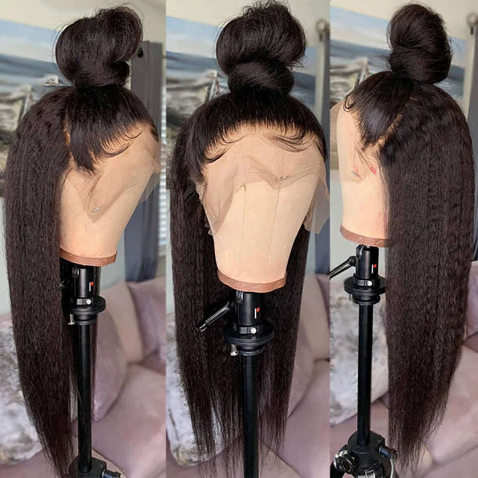 Kinky Straight 360 HD Lace Wig - Yaki Texture Virgin Human Hair