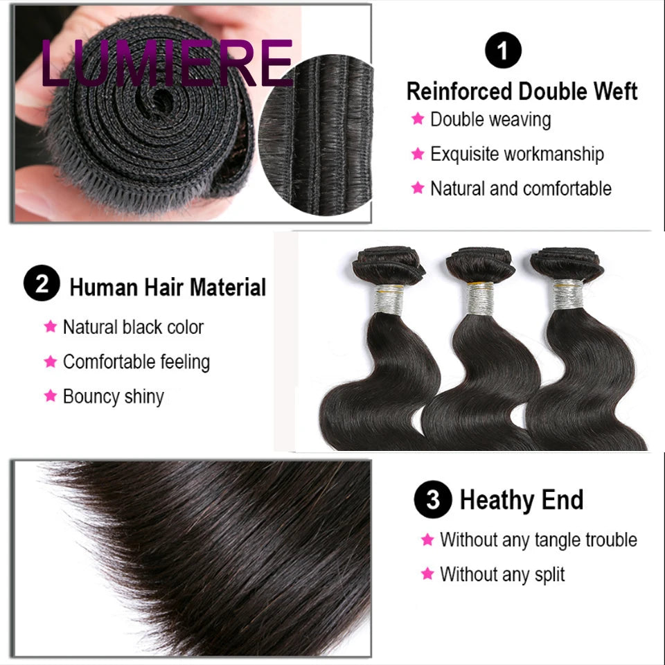 Luxe Body Wave Bundles with HD Lace Closure –Virgin Human Hair