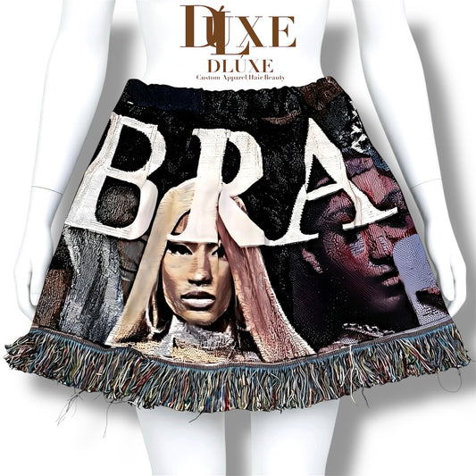 Tapestry Pleated Mini Skirt