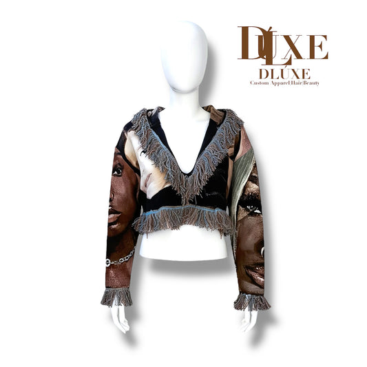 Custom Tapestry Hoodie (Cropped V-Neck)