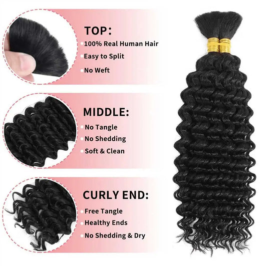 Raw Deep Wave Human Braiding Hair Bulk