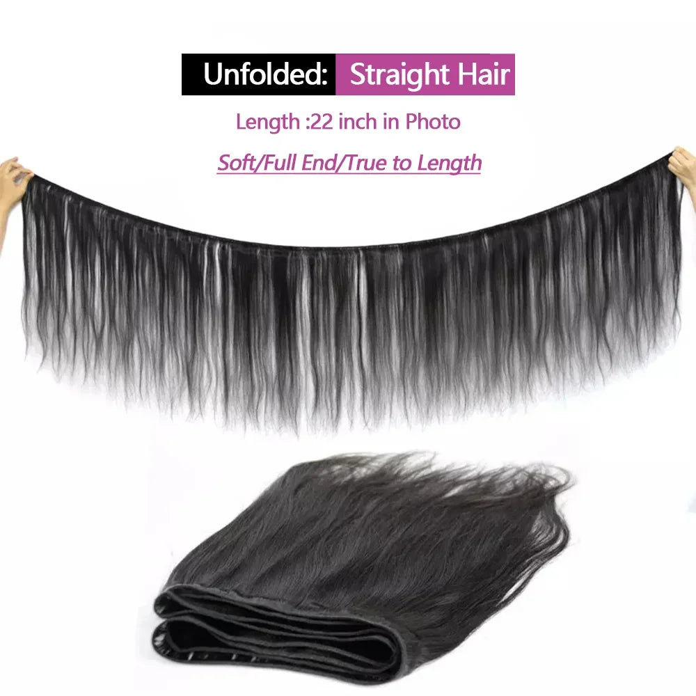 100% Brazilian Raw Human Hair - Straight Bundles with Closure